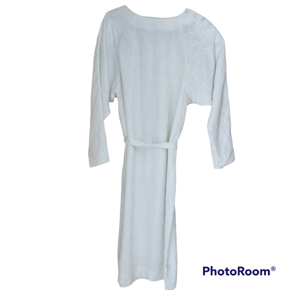 Vintage MS. Chaus Dress Formal Wedding White Rose Floral Shoulder Pads Size 10 - Picture 1 of 9